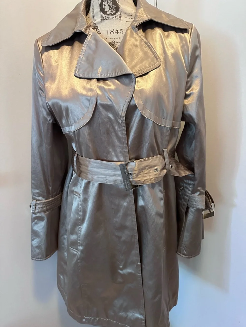 Metallic Gold Trench Coat with Belt